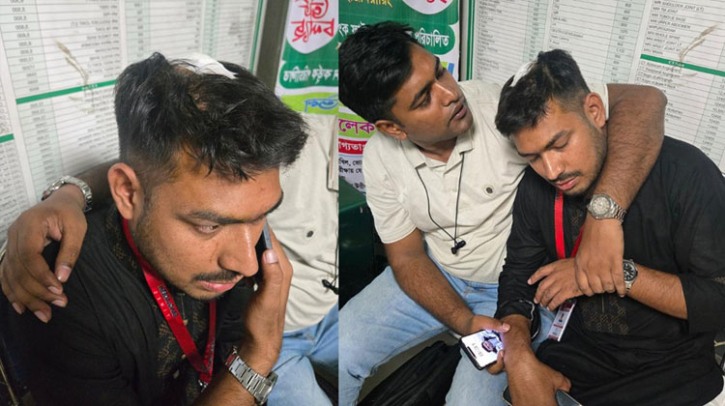 সংঘর্ষের ইট মাথায়, হাসপাতালে মোবাইল সাংবাদিক রুহুল আমীন