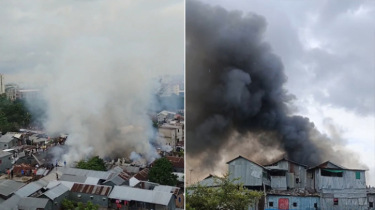 সাততলা বস্তিতে আগুন: ফায়ার সার্ভিস দ্রুত ঘটনাস্থলে