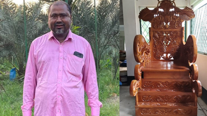 তারেক রহমানের জন্য কৃষকের বানানো সিংহাসন আকৃতির চেয়ার নিয়ে আলোচনায় ভালুকা তারেক রহমানের জন্য কৃষকের বানানো সিংহাসন আকৃতির চেয়ার নিয়ে আলোচনায় ভালুকা