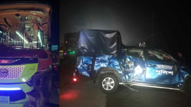 ট্রাক ও পুলিশের গাড়িতে বাসের ধাক্কা, ২ যাত্রী নিহত