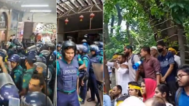 এনটিআরসিএ কার্যালয়ের সামনে বিক্ষোভকারীদের ওপর পুলিশের লাঠিচার্জ