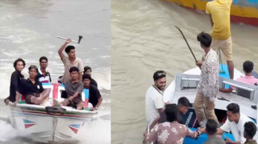 স্পিডবোটে কিশোর-তরুণদের অস্ত্রের মহড়া
